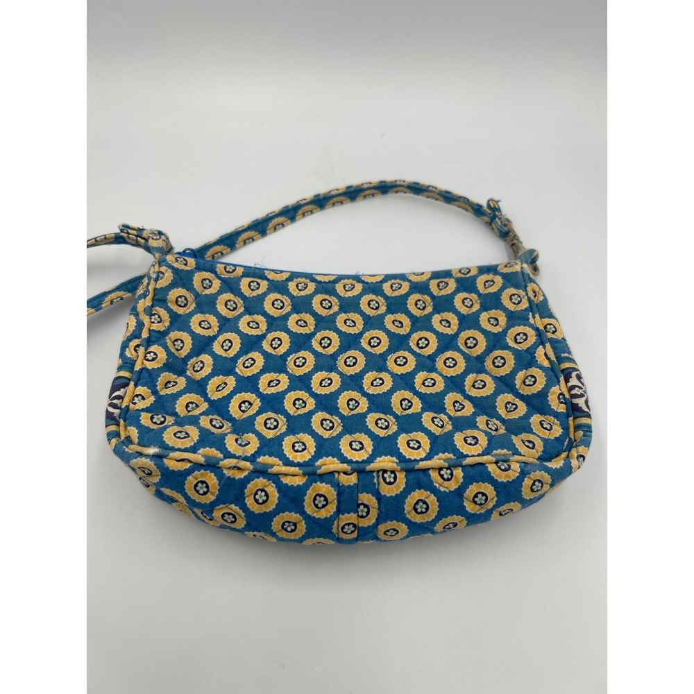 Vera Bradley Yellow Bird Quilted Cotton Baguette Small Shoulder‎ Bag Blue Yellow